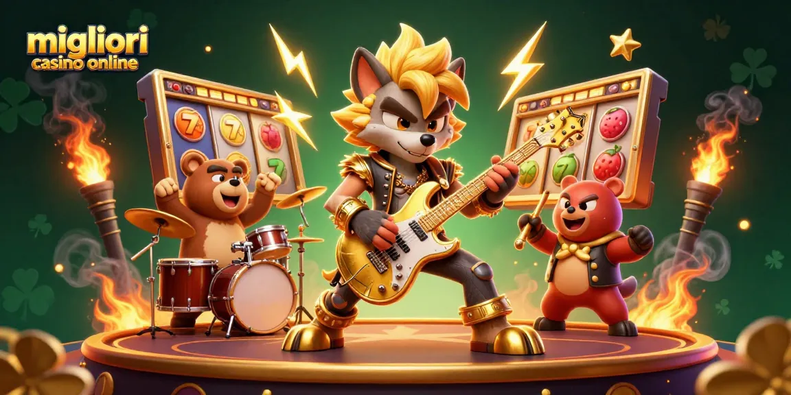 Scopri i migliori casino online giocando con il lupo rock star su un palcoscenico scintillante.