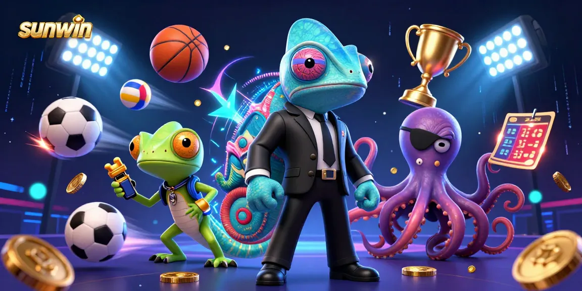 Engage in thrilling sports betting with sunwin's chameleon agent, trusty gecko, and villainous octopus.