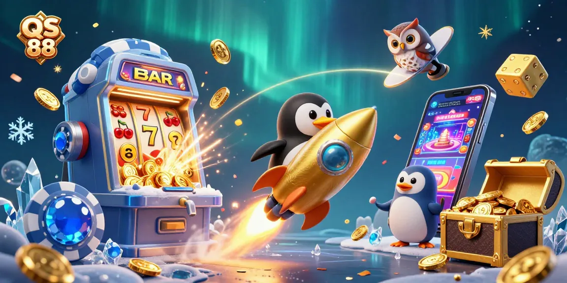 Engage in thrilling gaming adventures with QS 88, featuring a vibrant casino scene filled with jackpots and excitement.