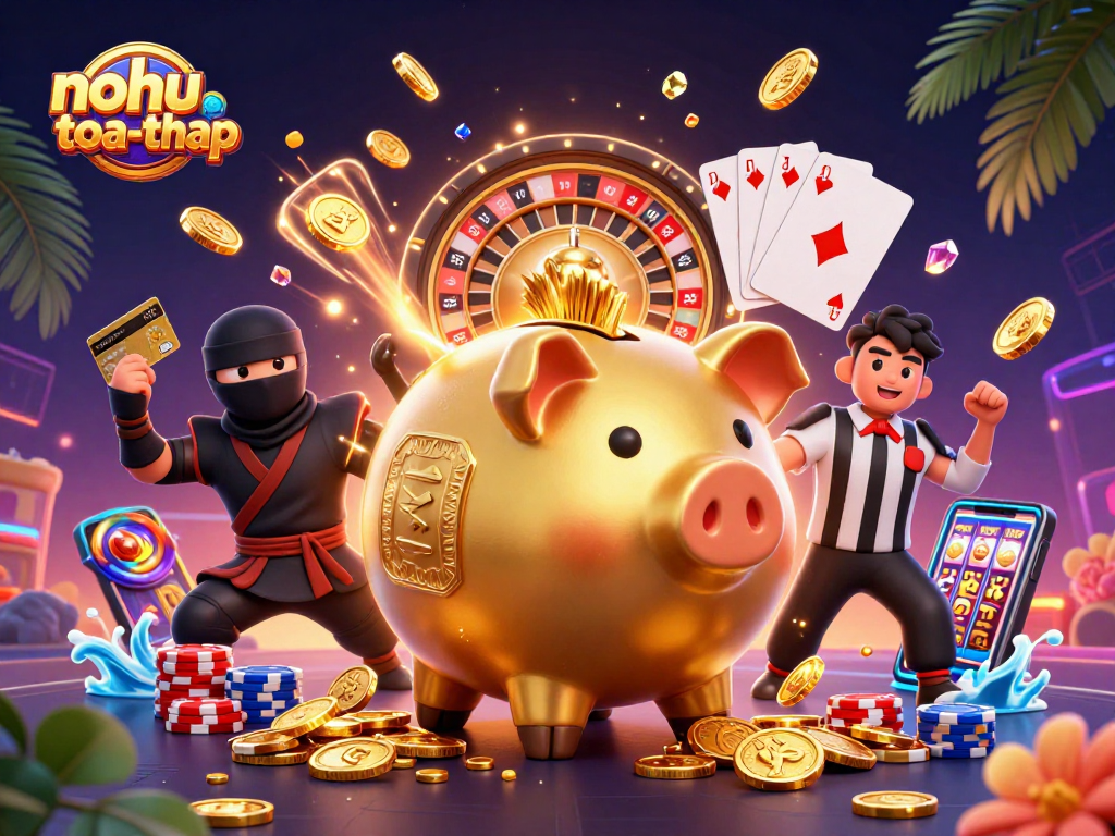 Engage in thrilling gameplay with nohu-toa-thap, where golden coins cascade amidst vibrant casino action.