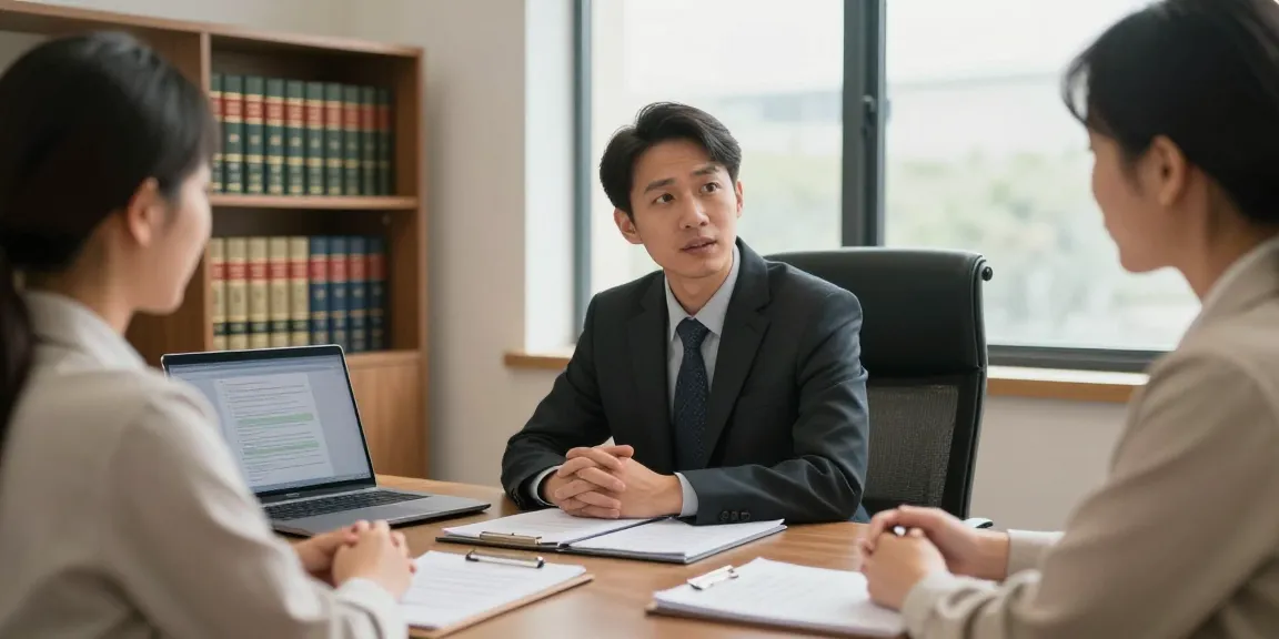 Family lawyer consulting clients at J.K. Chaudhary & Associates, showcasing legal expertise.