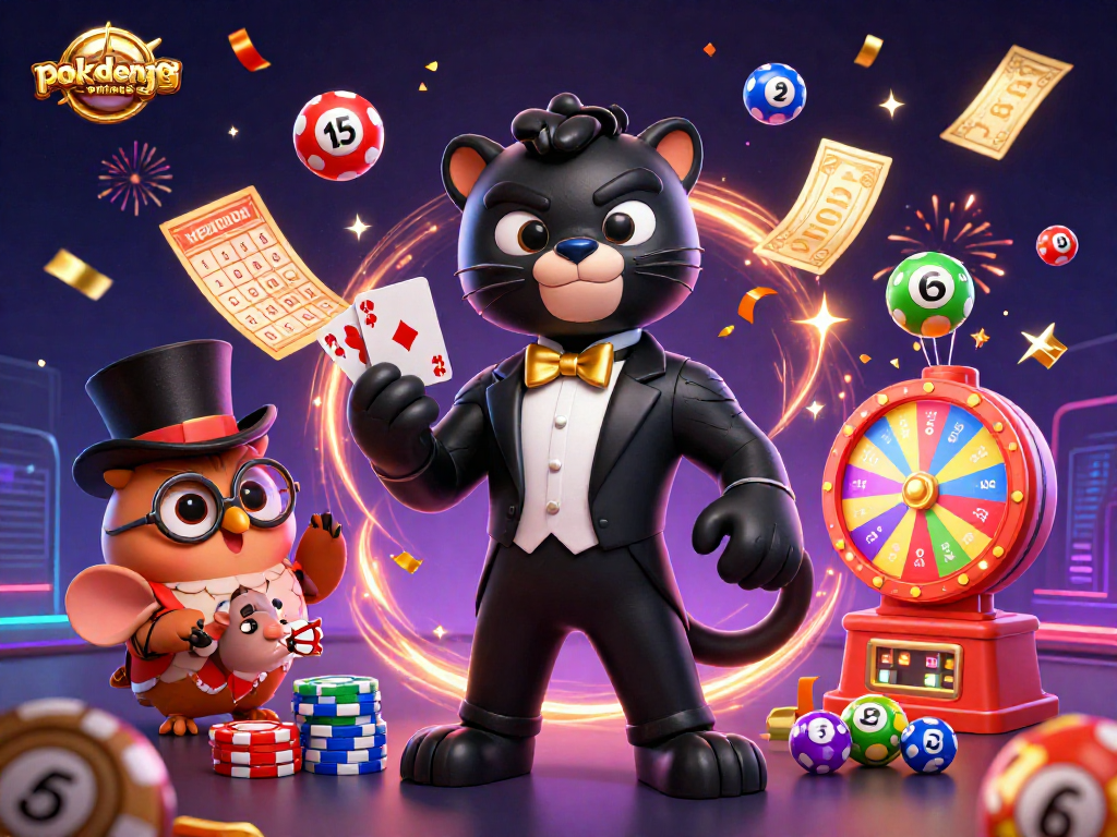 Experience thrilling gameplay at pokdeng-online88 with a dynamic casino illustration showcasing winning moments and vibrant game elements.