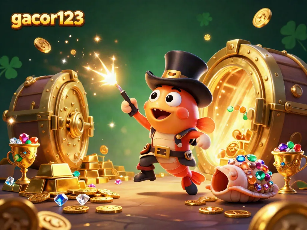 Engaging players with gacor123, the lively anglerfish attracts gold while shrimp and snail enhance the scene.