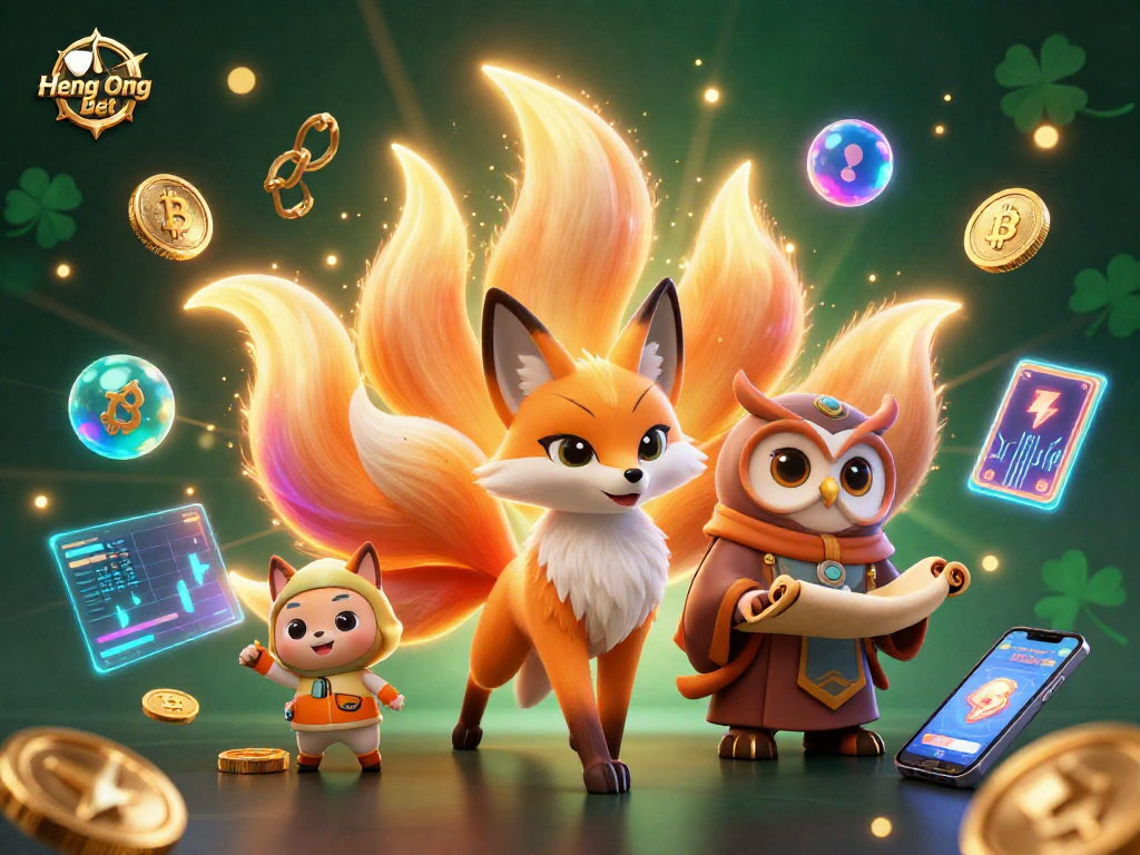 Experience engaging gameplay at Heng Ong Bet with a vibrant casino scene featuring animated characters and crypto elements.
