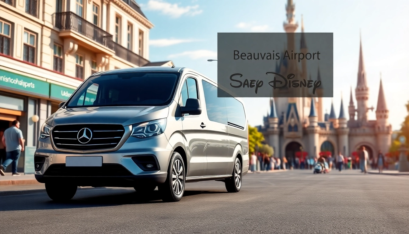 Experience seamless Beauvais Airport to Disney Transfer in a stylish vehicle against Disneyland Paris.