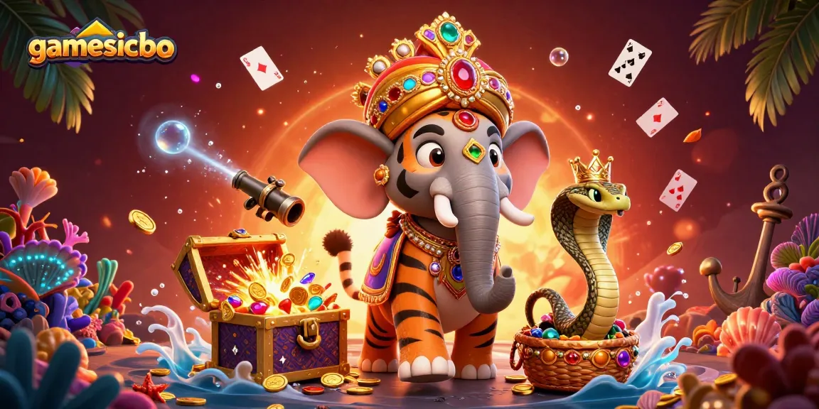 Engage with the thrilling gamesicbo experience, featuring dynamic maharaja characters and glittering casino elements.