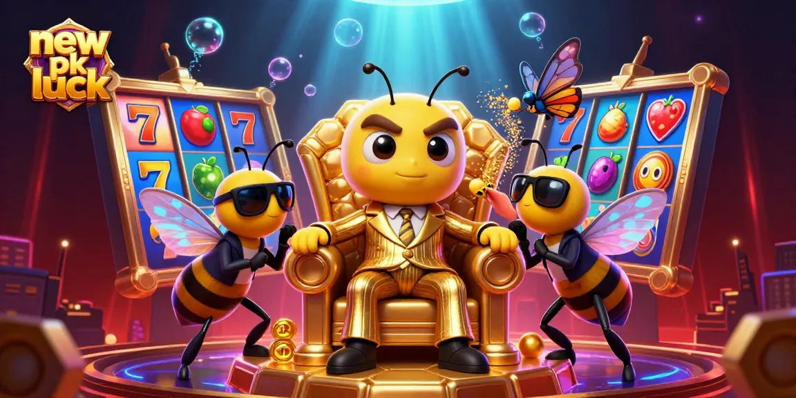 Experience the thrill of winning with new pk luck in this vibrant slot universe illustration.