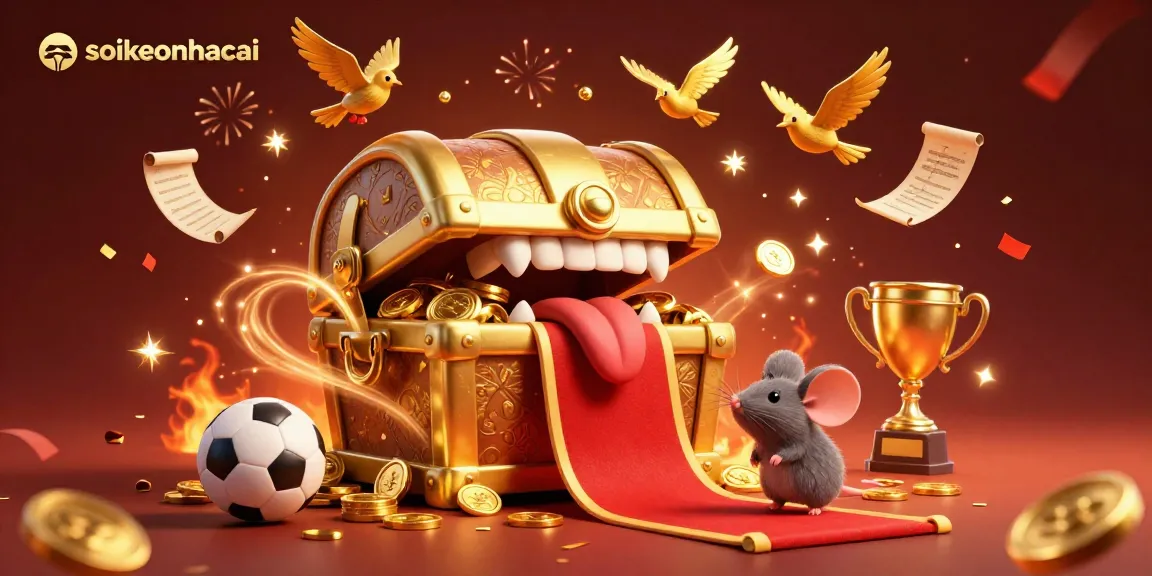 Engage with soikeonhacai's vibrant sports betting illustration, featuring dynamic gold imagery and festive elements.