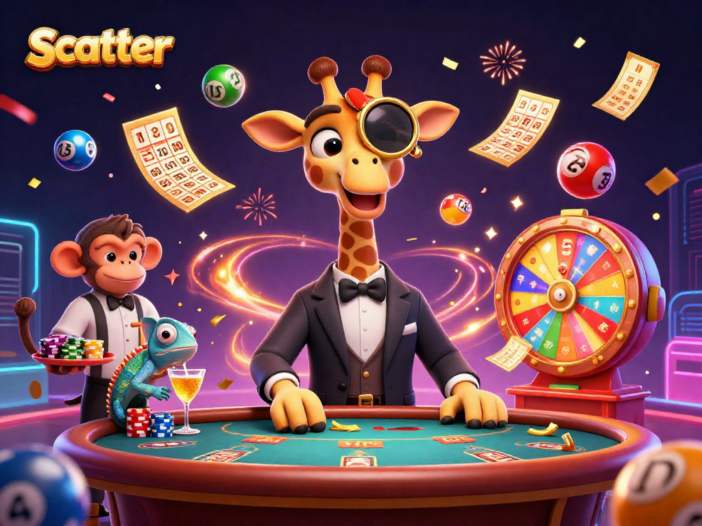 Catch scatter bonuses while enjoying vibrant gaming elements in this lively casino scene.