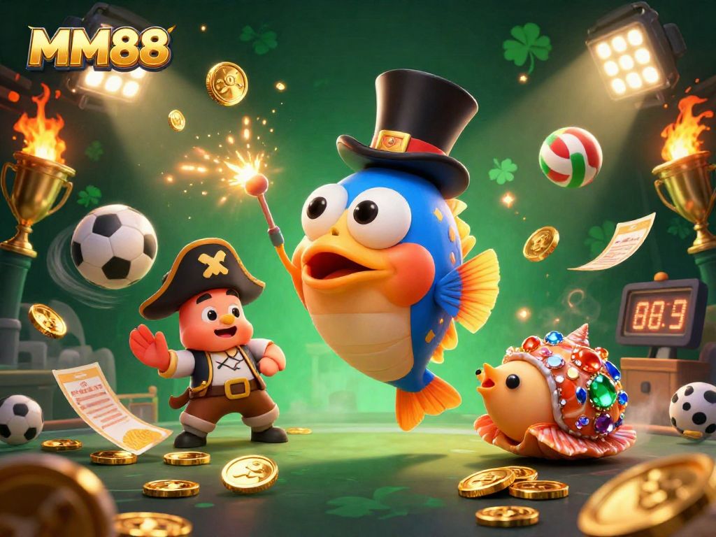 Experience thrilling sports betting adventures with MM88's vibrant deep-sea characters and dynamic elements.