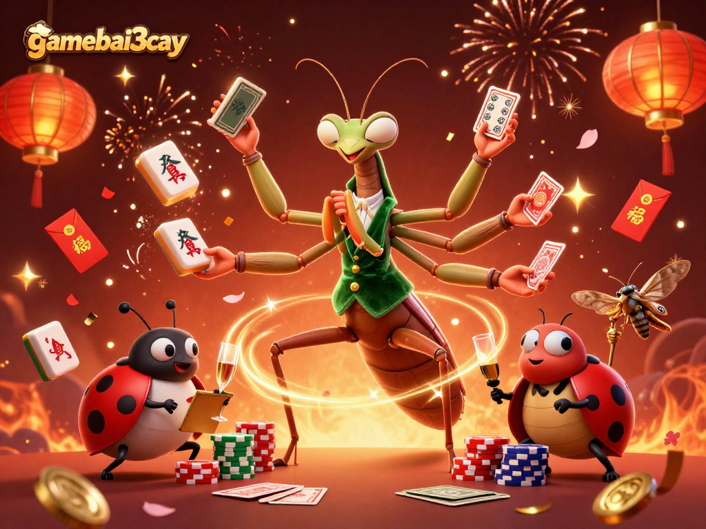 Experience thrilling moments with gamebai3cay's vibrant casino scene featuring unique characters and game elements.