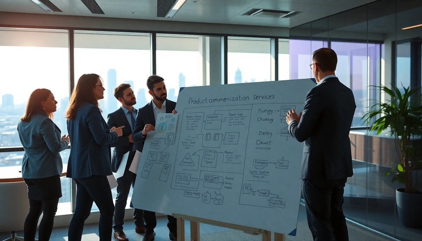 Engaging professionals collaborating in product commercialization services to foster innovation.