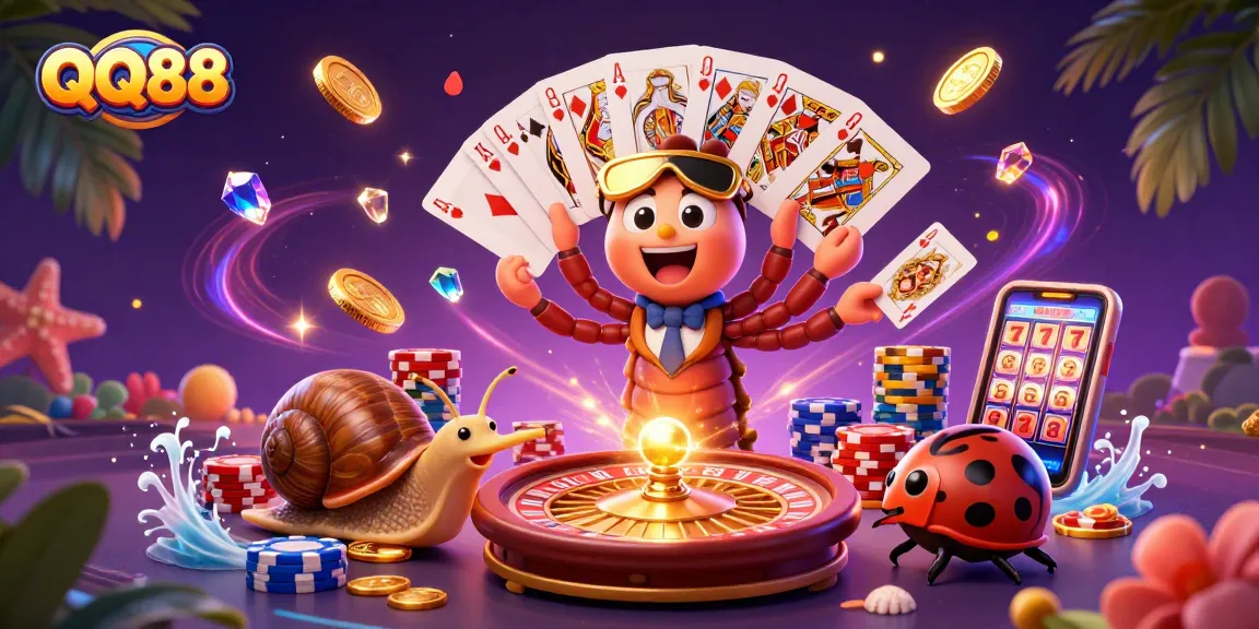 Engage with QQ88's vibrant casino scene featuring diverse characters and exciting game elements.