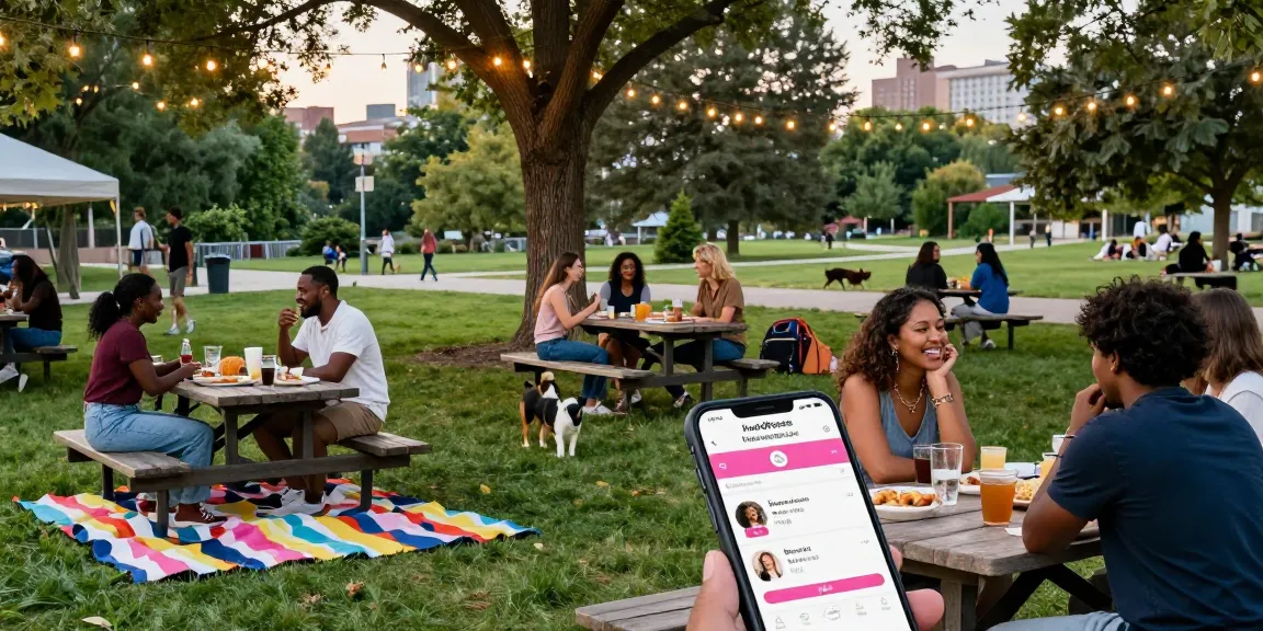Singles enjoying outdoor dating while connecting through the HundRoses app.
