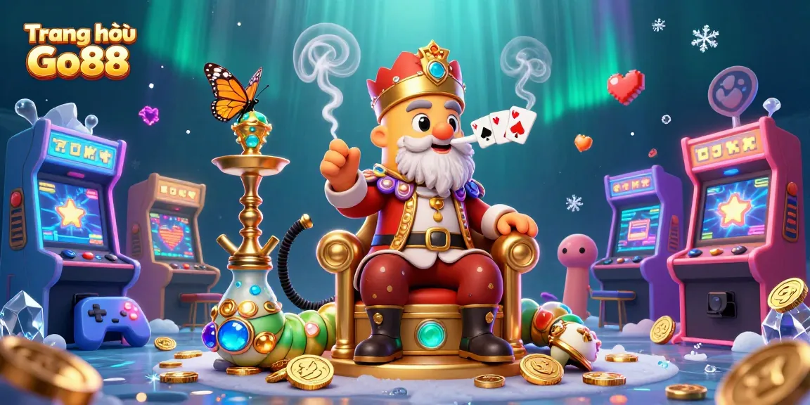 Experience excitement at Trang chủ Go88 with an immersive 3D casino illustration featuring vibrant characters and game elements.