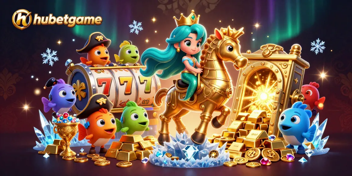 Experience hubetgame with vibrant casino elements and a dynamic 3D mermaid scene.