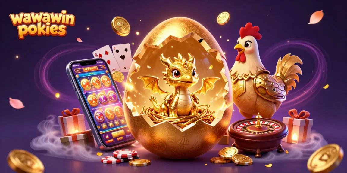 Experience the excitement of wawawin pokies with a dazzling golden dragon and casino elements.