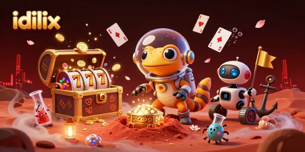 Experience idlix gaming excitement with the Martian gecko discovering a grand casino.