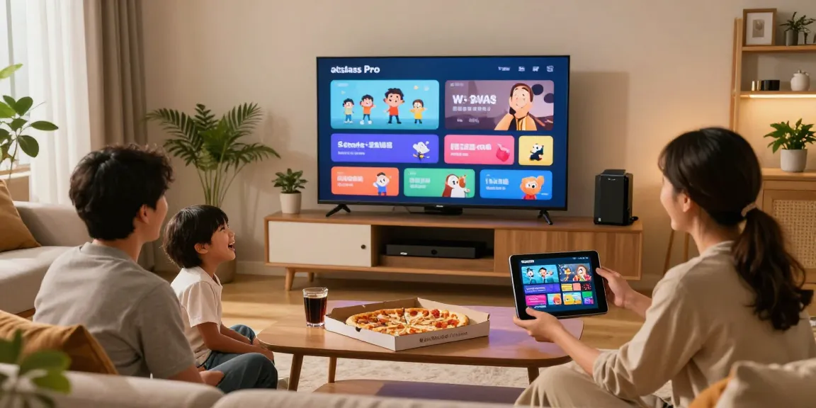 Family enjoying entertainment while streaming with atlas pro IPTV.