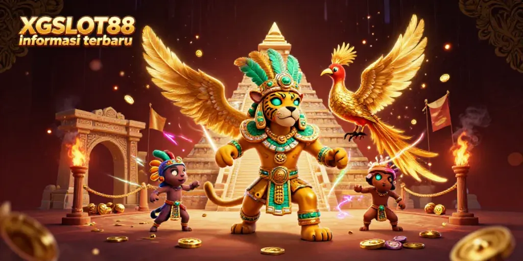 XGSLOT88 informasi terbaru menampilkan ilustrasi kasino 3D dengan karakter dan elemen permainan mendebarkan