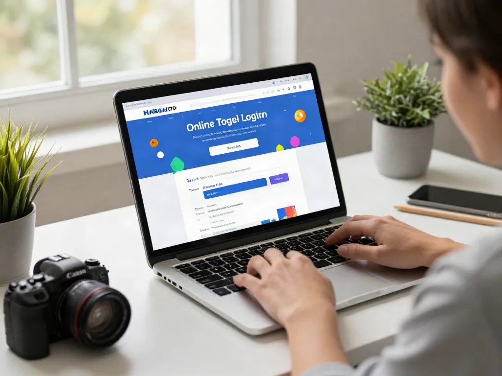 User engaging with the HARGATOTO togel login interface on a modern laptop, highlighting user-friendly design.