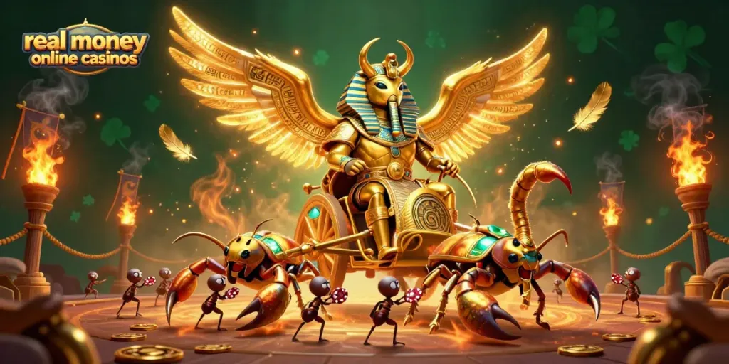 Engage with real money online casinos through a vibrant 3D scene of gaming adventure.
