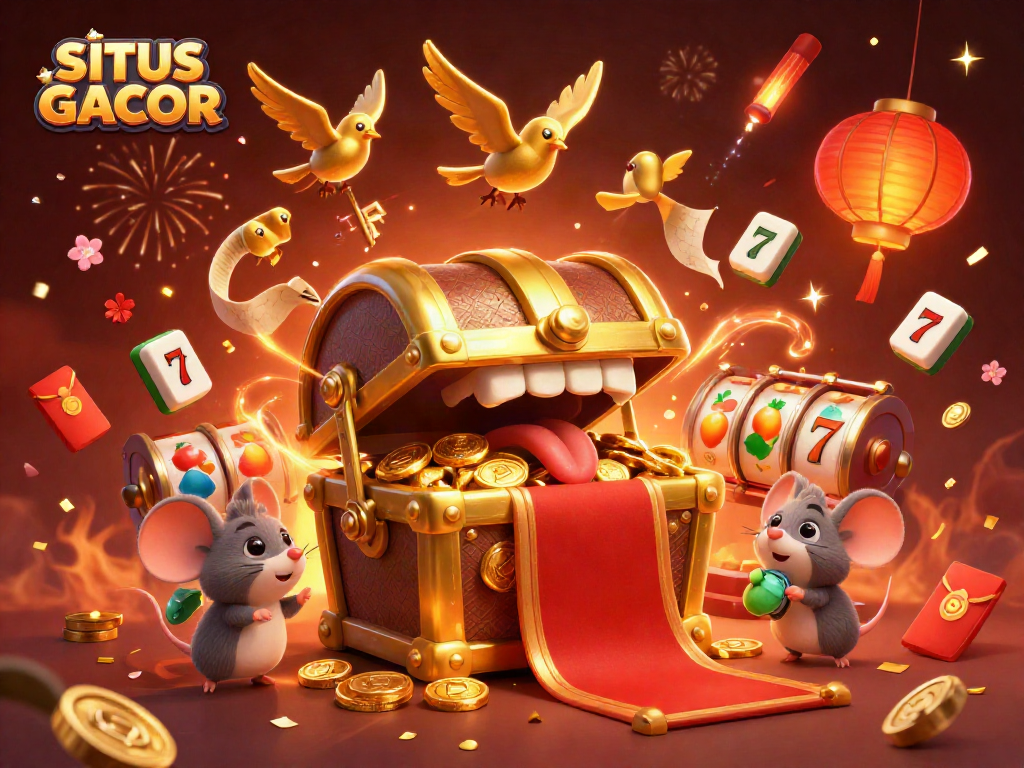 SITUS GACOR enchanting slot adventure with golden treasure and festive elements