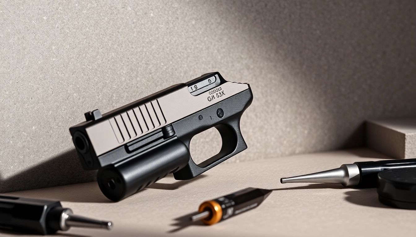 Showcasing a glock 43x slide with an optic cut and smooth finish in a professional setting.