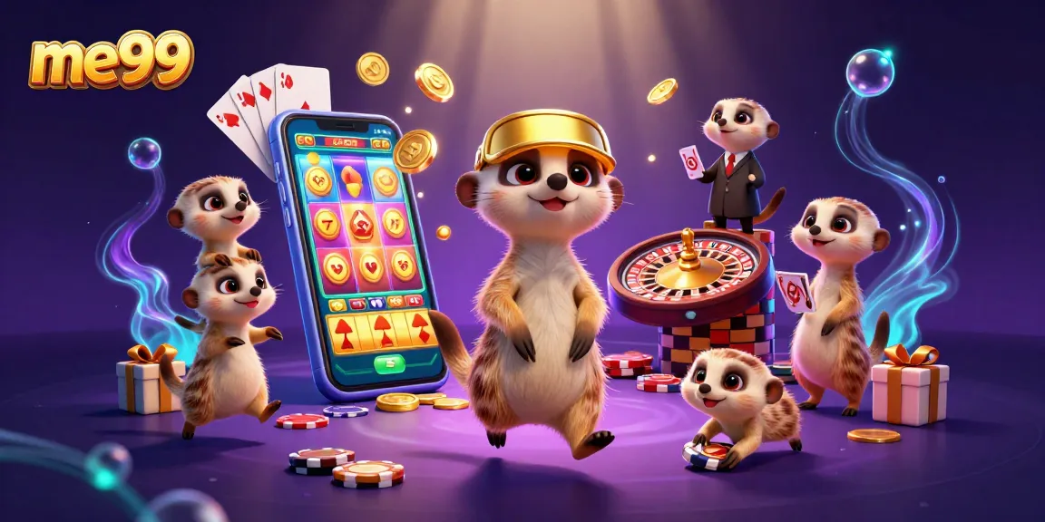 Watch the meerkats of me99 managing a vibrant casino scene filled with action and excitement.