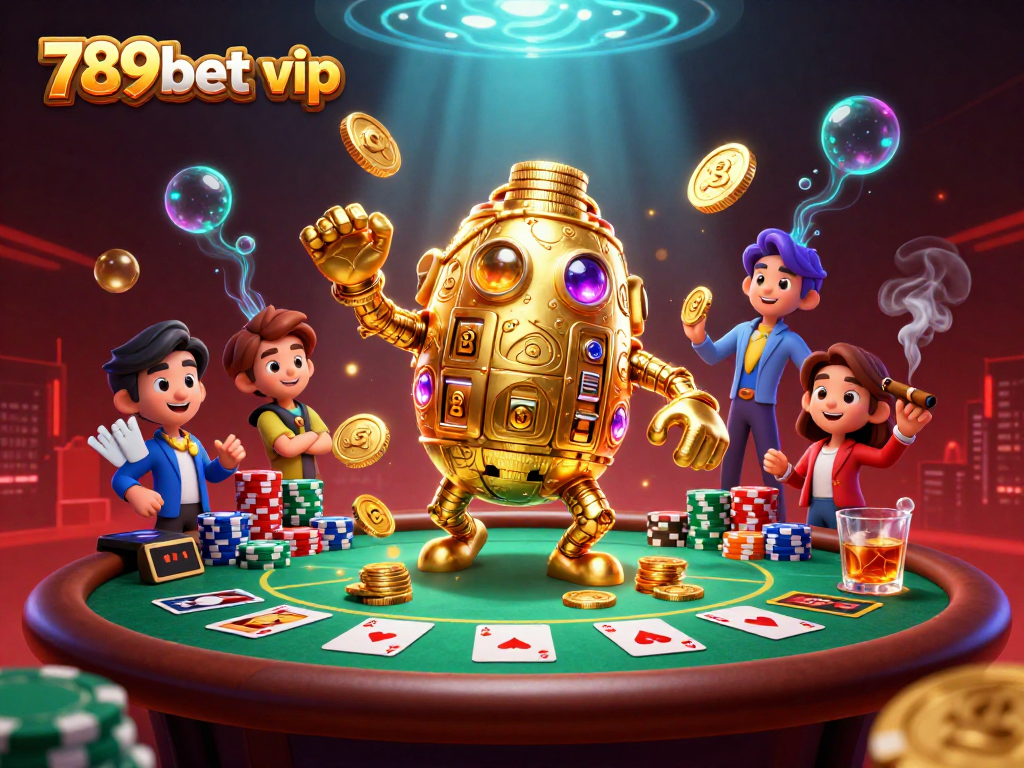 Experience the excitement of 789bet vip with a dynamic 3D casino scene filled with gold coins and poker action.