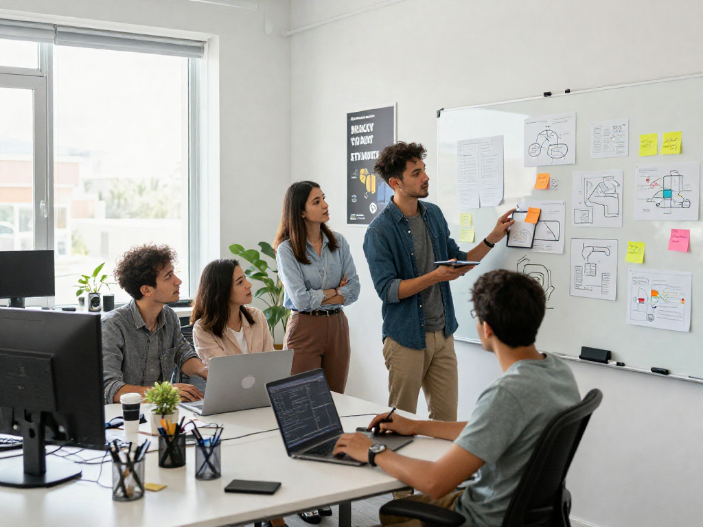 Collaboration on innovative ai 18+ project in a vibrant tech office