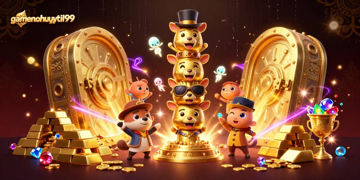 Play and win big with gamenohuuytin99 in this vibrant casino-themed illustration.