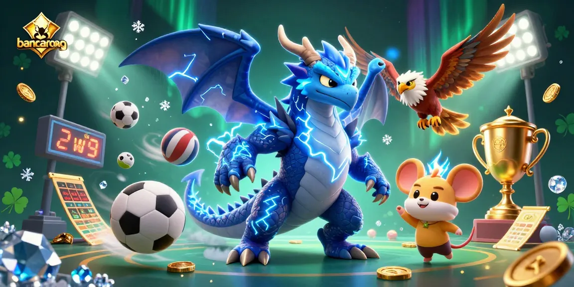 Bancarong sports betting scene with a thunder dragon, wind hawk, and dynamic game elements.