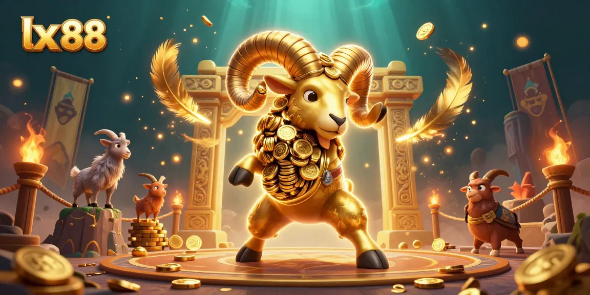 Experience the thrill of lx 88 gaming with a dynamic golden ram and energetic casino elements.