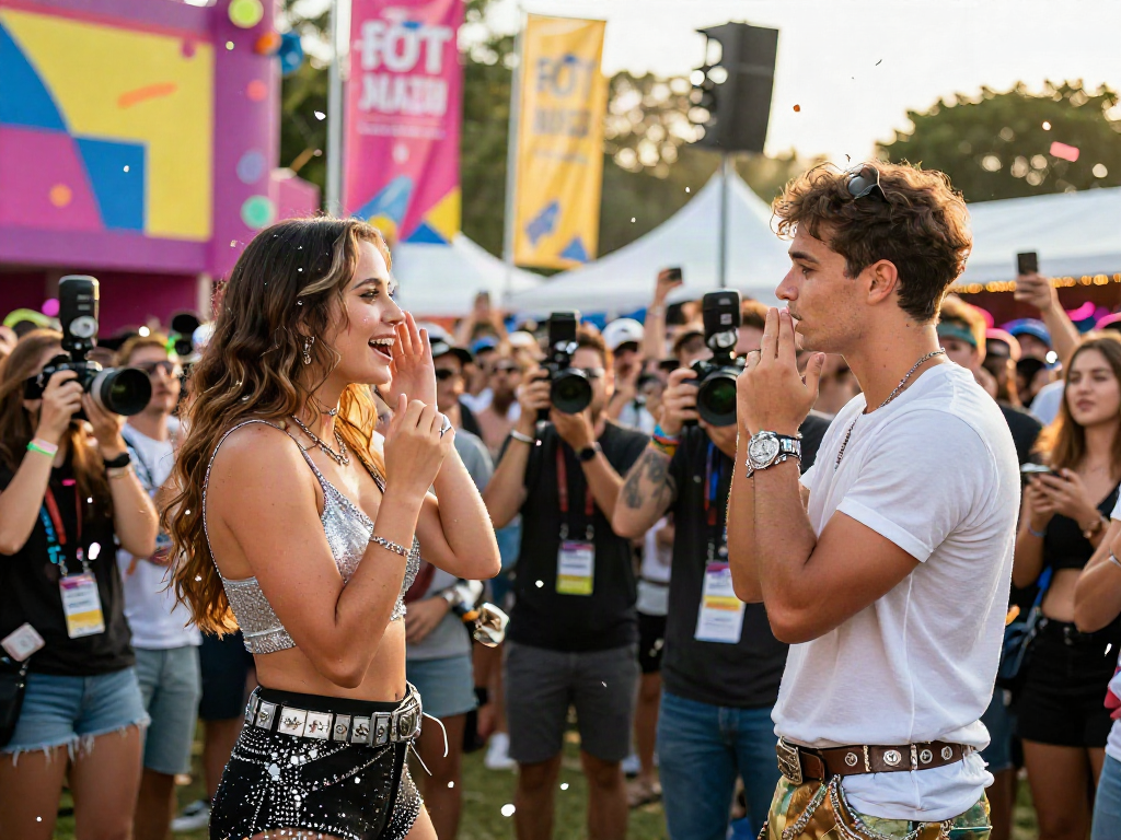 Contestants showcasing celebrities look alike at a vibrant festival.